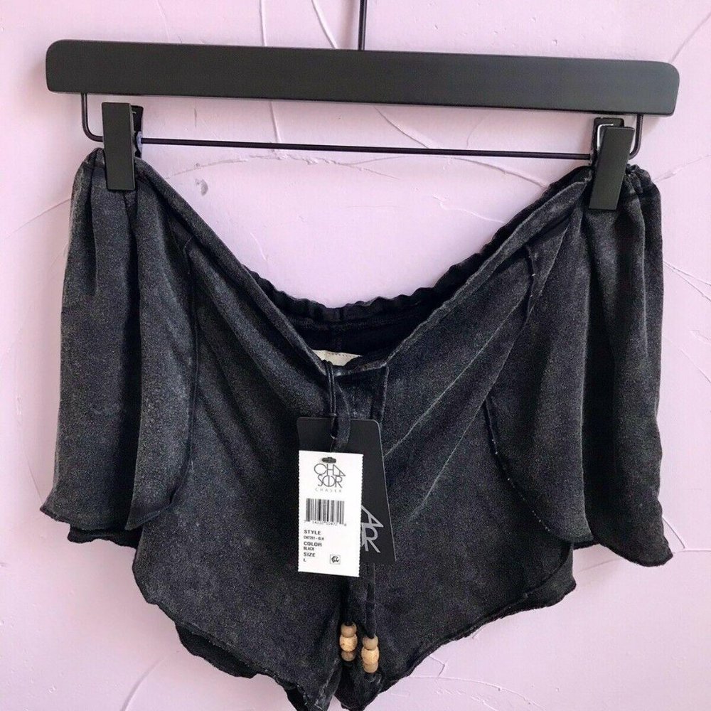 Chaser Black Lightweight Short Drawstring Shorts S